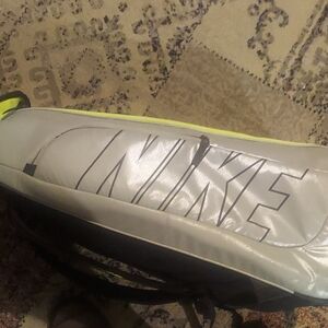 Nike Metallic Silver and Black Duffle Bag
